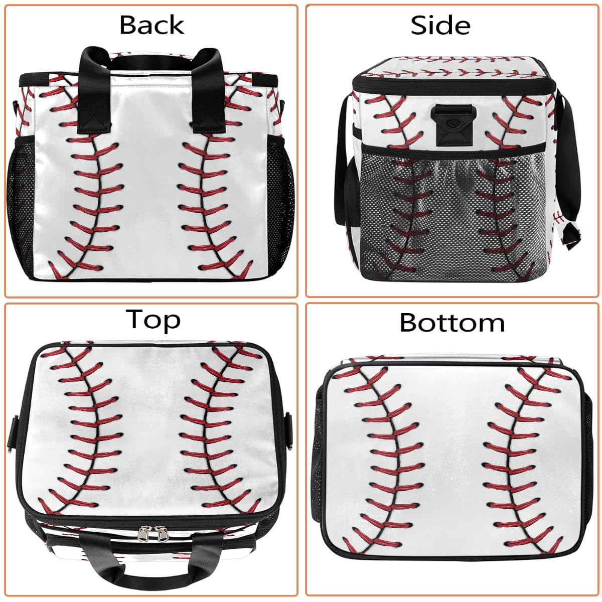 Mexpekil Borsa termica riutilizzabile a prova di perdite, per sport, baseball, picnic, picnic, stampa in pizzo, borsa termica per donne, uomini, lavoro, campeggio, spiaggia, ufficio, 24 lattine, 15 l