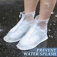 Vista 4 de Coume 2 pares de cubiertas para zapatos de lluvia antideslizantes impermeables, cubiertas protectoras reutilizables, cubiertas altas tipo botas
