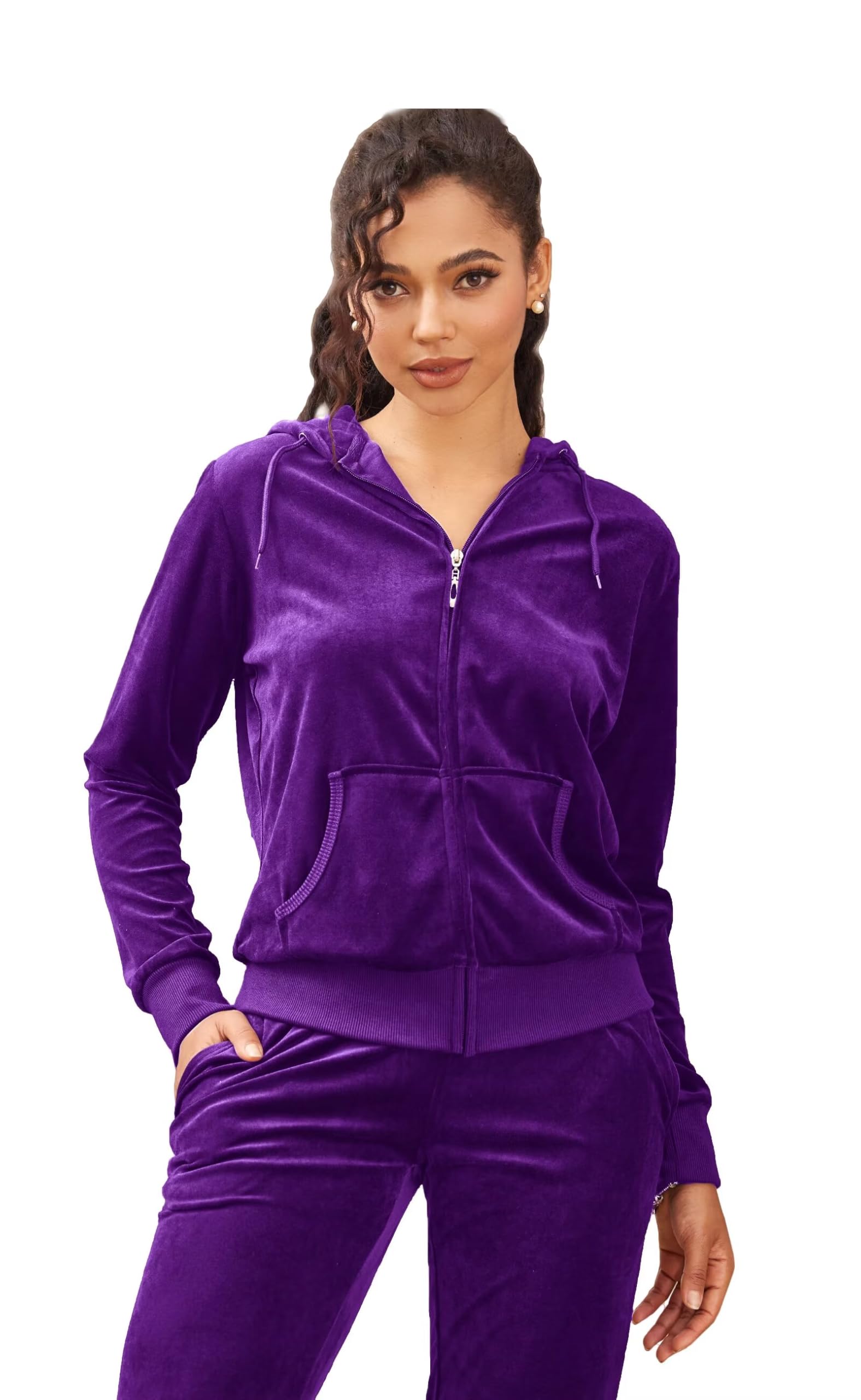LeeHanTon Tuta da donna in velluto, set da 2 pezzi, tuta da jogging e pantaloni sportivi morbidi