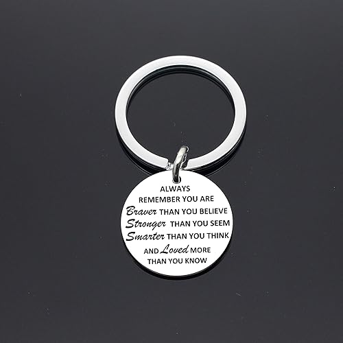 Miniatura 3 de Maxforever Regalos inspiradores, con texto en inglés Always Remember You Are Braver, Stronger, Smarter Than You Think, llavero con frase