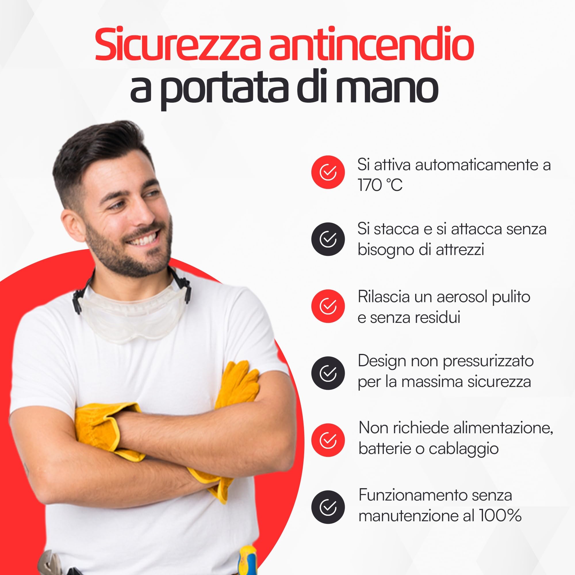 FEROSTICKER Piccolo Estintore Automatico – Atossico, Compatto e Senza Manutenzione, Protezione Antincendio Domestica per Quadri Elettrici, Generatori Solari, Veicoli, Batterie al Litio, Navi (1 Pezzo)