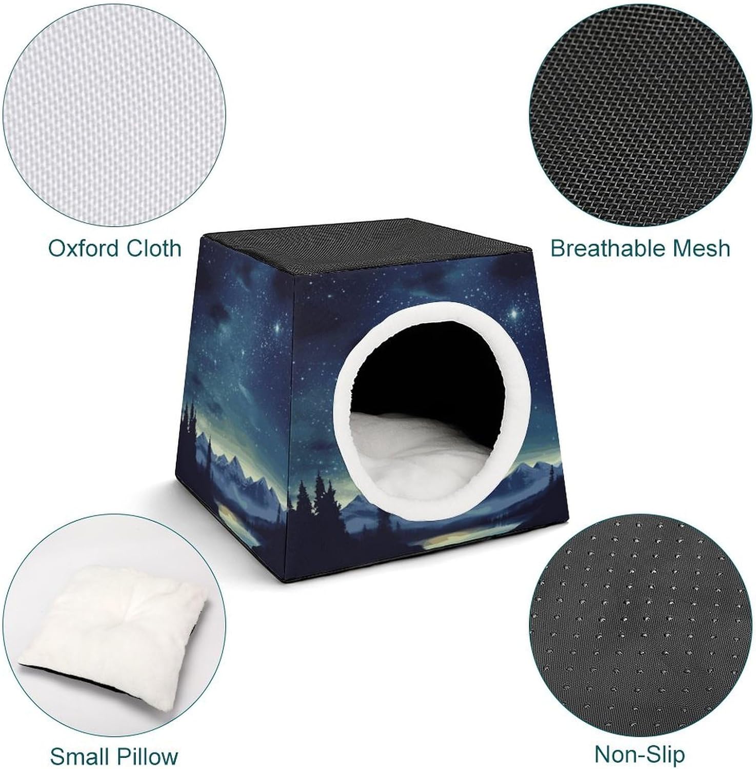 Pet Sleeping Nest Bed, Celestial Night Sky Printed Dog House Cat Nest, Winter Pet House are Suitable for Most Cats, Dogs, and Other Small Pets