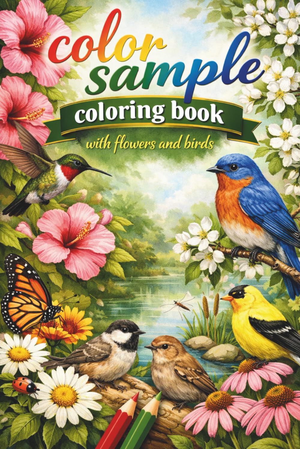 Color Sample Coloring Book: With Flowers and Birds