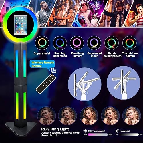 Miniatura 4 de ZLPOWER Cabina de fotos portátil para iPad de 10.2 pulgadas, 10.9 pulgadas, 11 pulgadas, 12.9 pulgadas, soporte de carcasa para selfies, cabina de