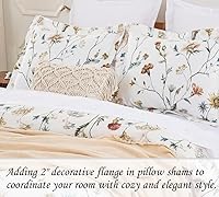 Vista 2 de DAUAOTO Juego de funda de edredón para cama individual XL de 68"X92", ropa de cama de 100% algodón con patrón floral de jardín para cama individual