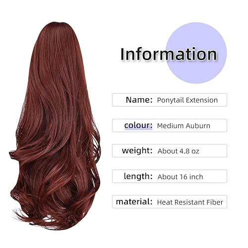 Miniatura 191 de Brown ponytail extension,16" claw clip hair extensions ponytail short curly hair ponytail Extension Natural Looking Synthetic Hairpiece for Women
