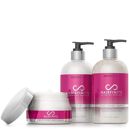 Hairfinity Máscara, champú y acondicionador tratamiento hidratante de crecimiento de biotina para cabello seco, dañado, rizado o encrespado