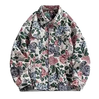 Amazon.com: GYXHPTD Men's Floral Denim Jacket, American