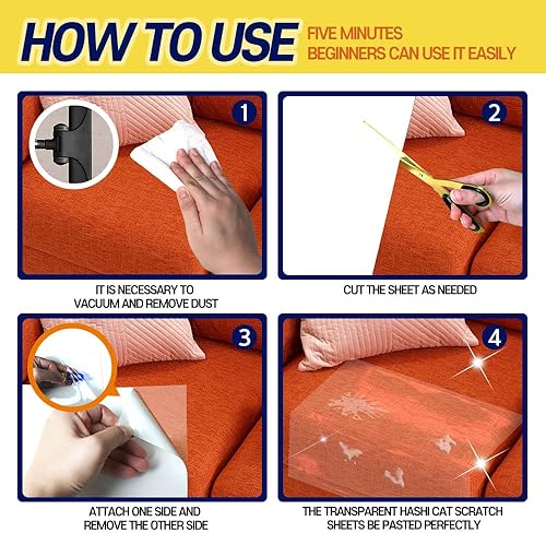 Miniatura 6 de HA SHI 10 Sheets 17x12 inch XXL - Cat Scratch Deterrent Tape - One  Double Sided Sticky - Furniture Couch Protectors from Cats