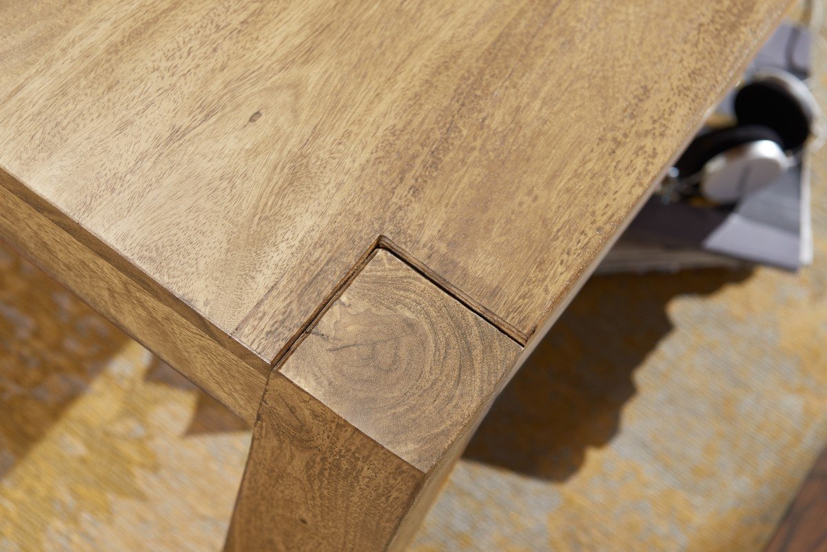 FineBuy Tavolino 110x60x40 cm Acacia Massello Rettangolare, Country