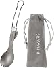Navaris Titanium & Stainless Steel Spork - Lightweight & Foldable Travel Cutlery - Compact Reusable Fork & Spoon with Locking Mechanism & Carry Bag - Sporks for Camping & Outdoors