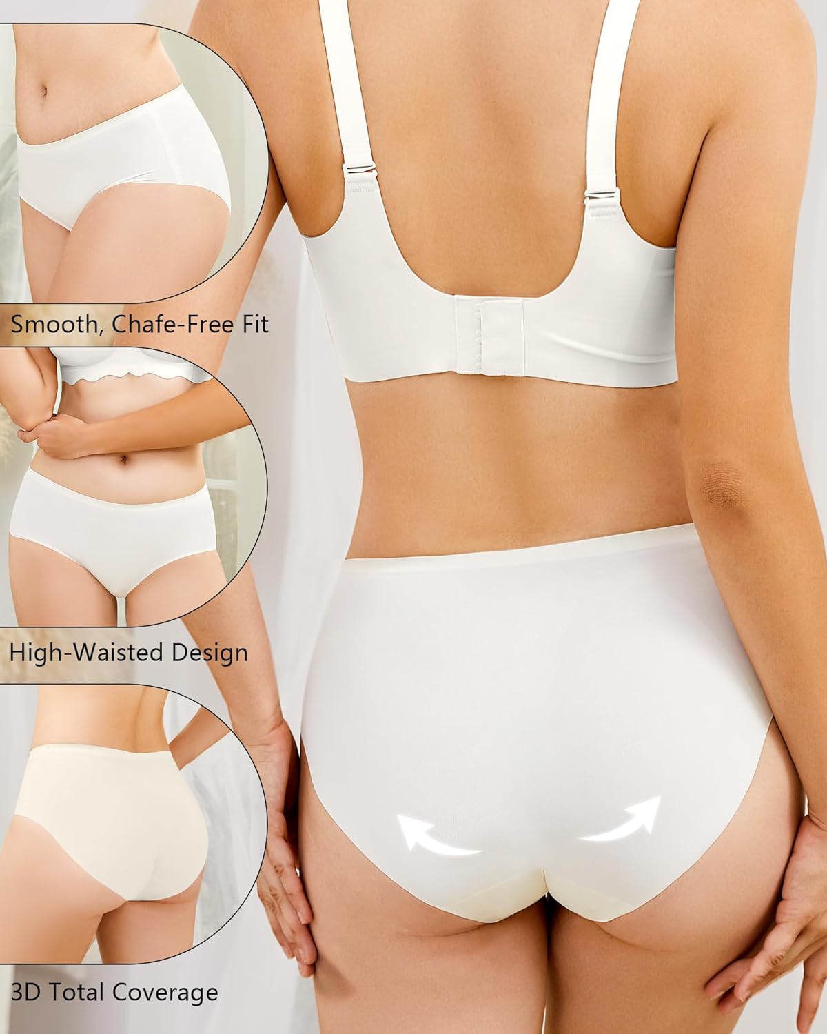 Womens Seamless High-Waisted Briefs No Show Underwear, Tagless Moisture Wicking, Full Coverage Ladies Panties 5 Pack - Image 5