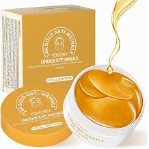Under Eye Patches Masks - for Fine Lines with Collagen and Hyaluronic Acid, Dark Circles,and Fade Wrinkles, puffiness Smoothing Skin Care Treatment for Women and Men, 60 Pcs Gold