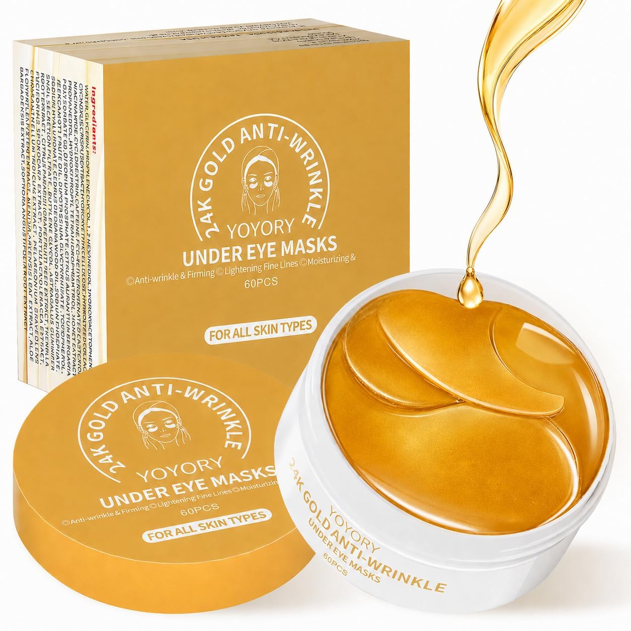 Under Eye Patches Masks - for Fine Lines with Collagen and Hyaluronic Acid, Dark Circles,and Fade Wrinkles, puffiness Smoothing Skin Care Treatment for Women and Men