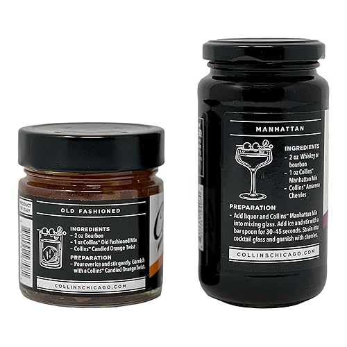 Miniatura 3 de Collins - Cerezas de amarena de naranja confitada y Collins en jarabe con posavasos de 4 unidades de cortesía  Adornos de primera calidad para