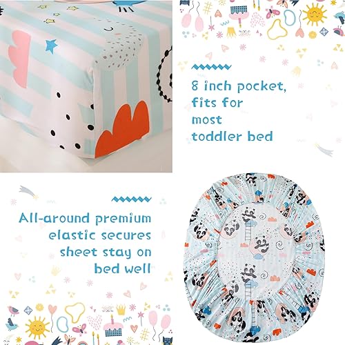 Miniatura 3 de JSD Blue Panda - Juego de ropa de cama para niños pequeños, juego de sábanas de edredón de 4 piezas, lavable a máquina