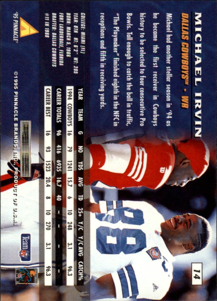 Ibiza special club card 名古屋 Amazon.com: 1995 Pinnacle Football Card #14 Michael Irvin
