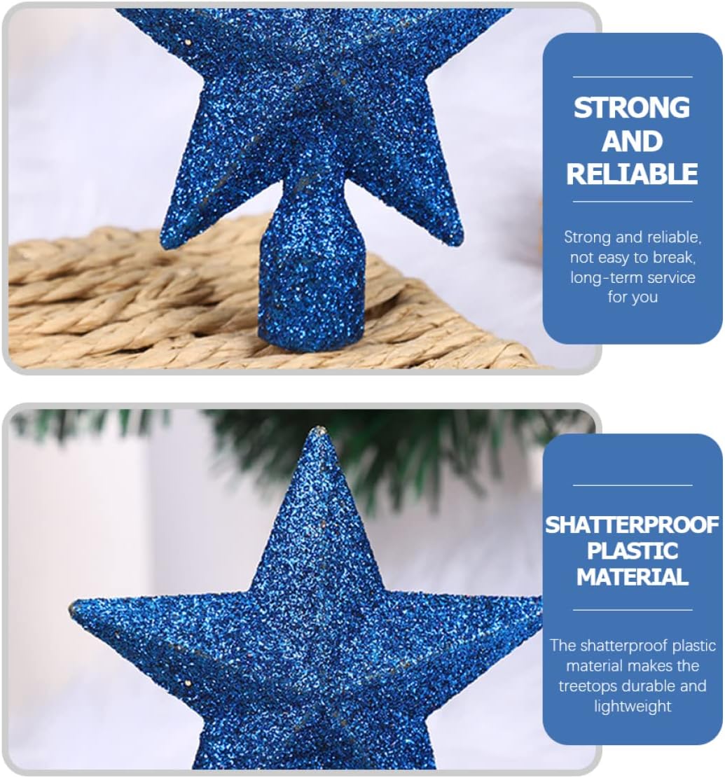 YYZKYTO 10pcs Glittered Ornaments Festival for Christmas Glitter Home Tree Blue Holiday Party Treetop Lights Point Replacement Star Ornament and Decorations Decoration Xmas Commemoration Day