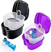 Vista 13 de Keedolla Vasos para Dentaduras Postizas para Remojar Dentaduras, Estuche de Limpieza de Dentaduras Contenedor Retenedor Caja de Baño para Protector