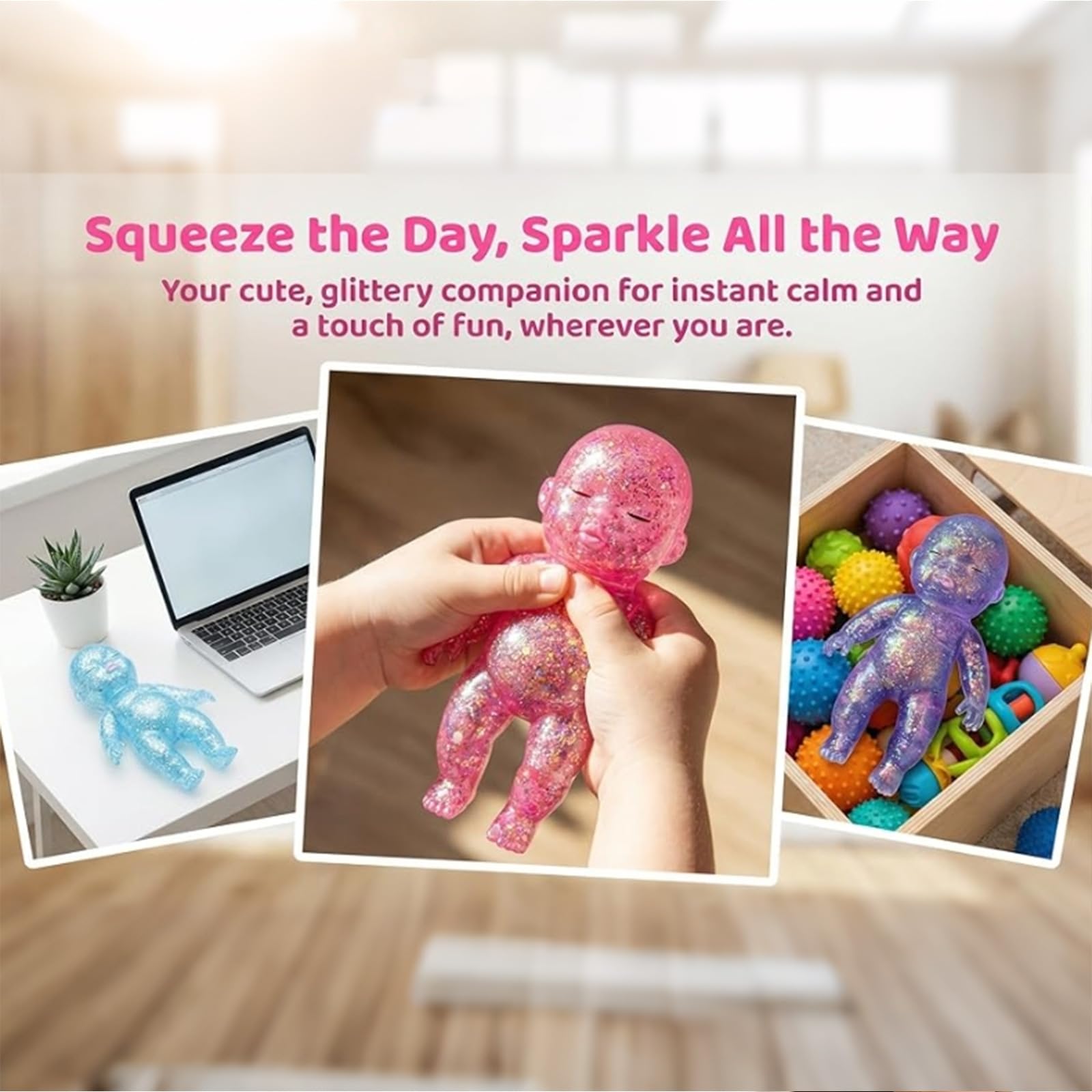 Glitter Babies Doll Squishies Stress Toy, Soft Squeezable Fidget Toy - Image 5