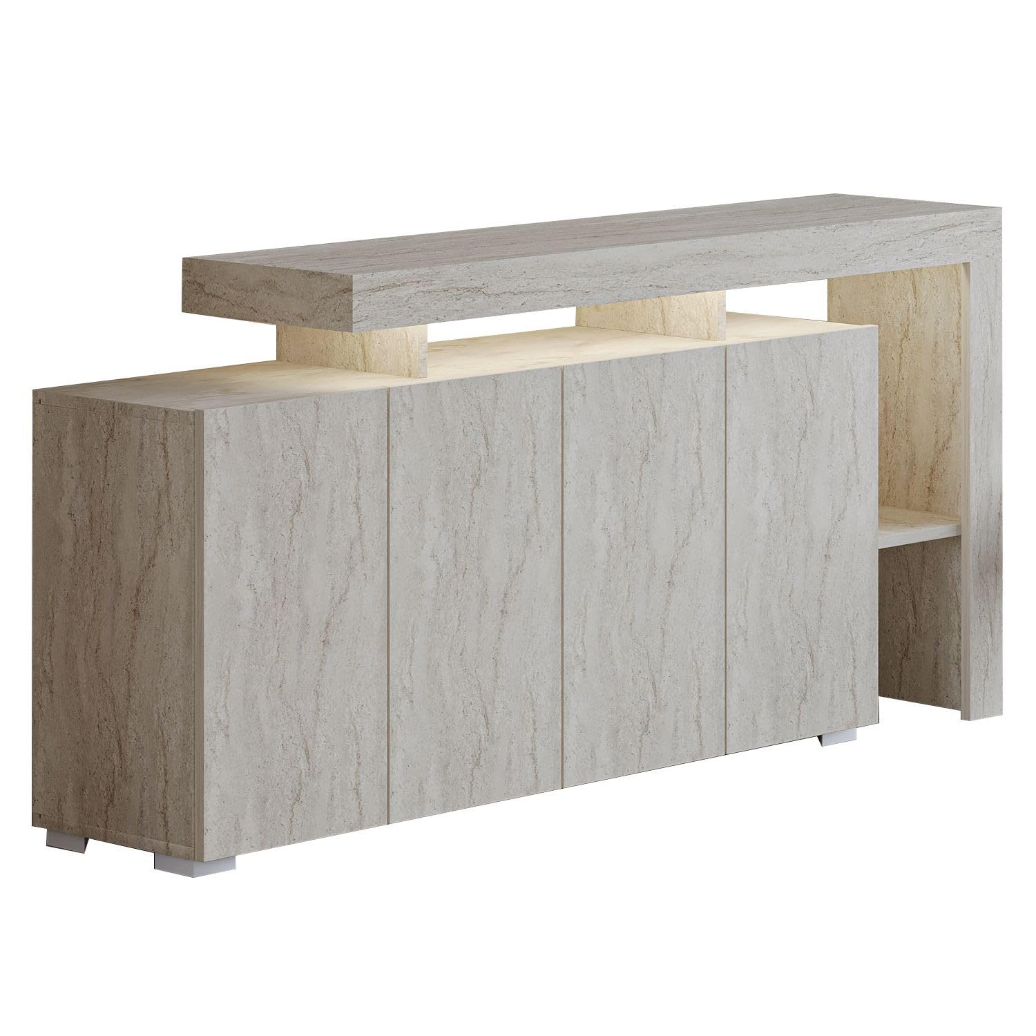 HABITAT ET JARDIN Buffet en Bois Beliz - 170 x 35 x 80 cm - Travertin
