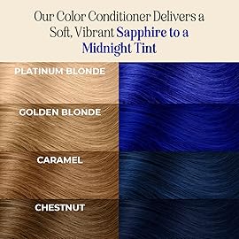 INH Semi Permanent Hair Color | Color Depositing Conditioner | Dark Blue Hair Dye | No Bleach No Peroxide Temporary Royal Sapphire Tint for Women, Men | Vegan, Sulfate & Ammonia Free, Ready to Use 6oz
