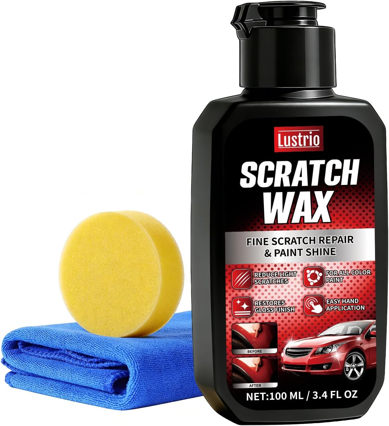 Car Scratch & Swirl Remover – 3.4 oz Polishing Wax for All Paints