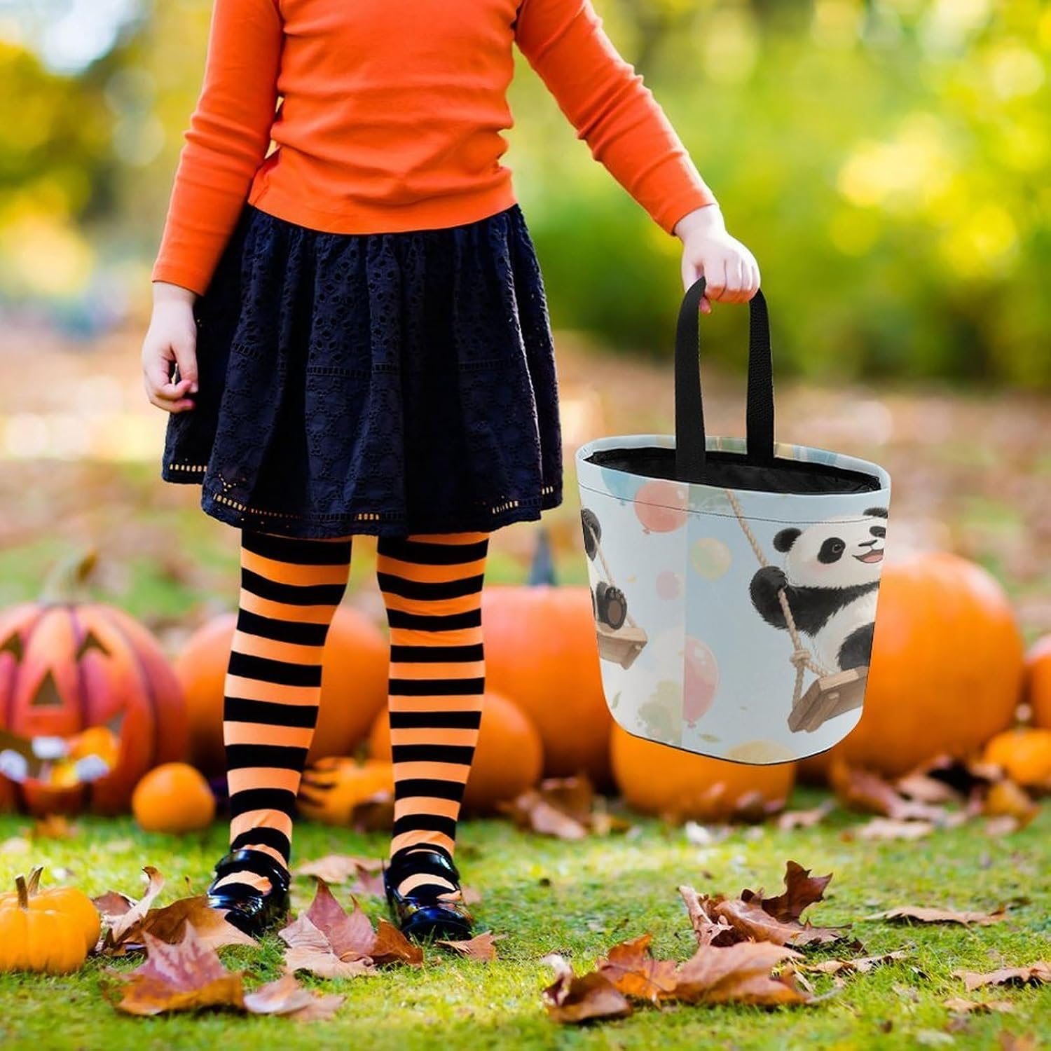 Panda with Balloon Halloween Candy Bag Trick Or Treat Bucket image 2