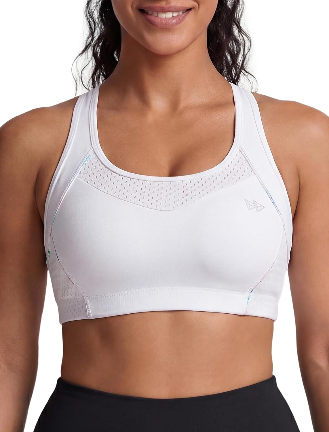 Yvette High Impact Sports Bras for Women Sewn-in Pads Racerback Workout Bra for Running HIIT Large Breast Support A-DDD Cups