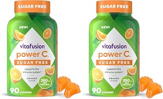Vitafusion Sugar Free Power C Vitamin C Gummies,Daily Adult Vitamins for Immune System Support (1),Orange Flavor,90 Count (Pack of 2)