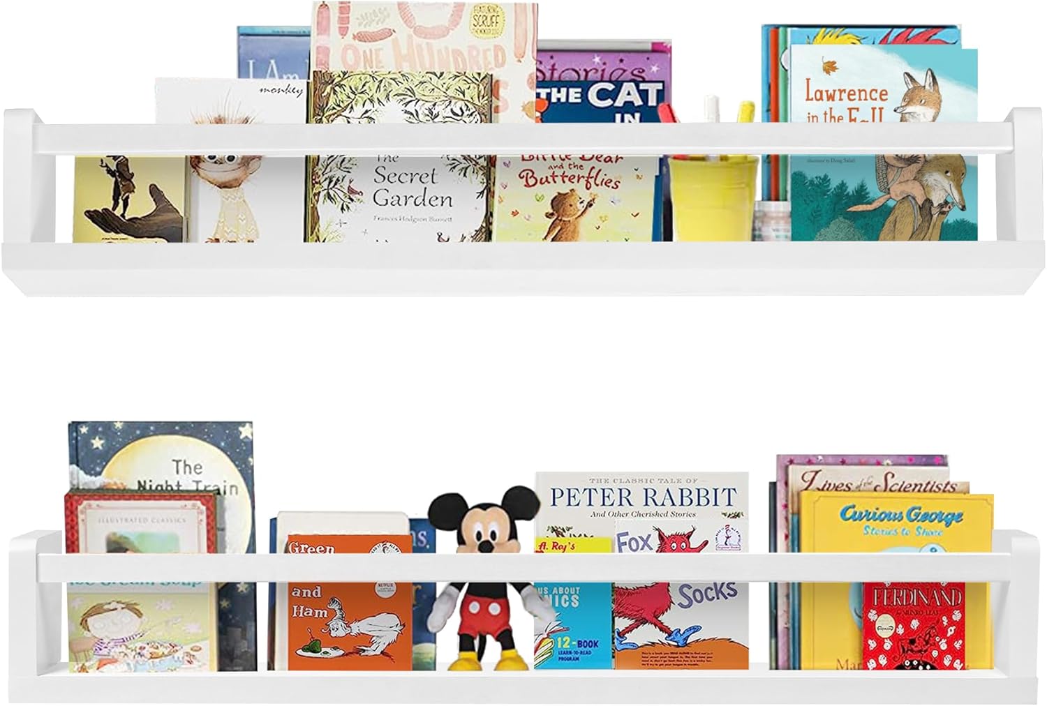 Hhyoisn White Wall Bookshelf for Kids Room,24 Inch Floating