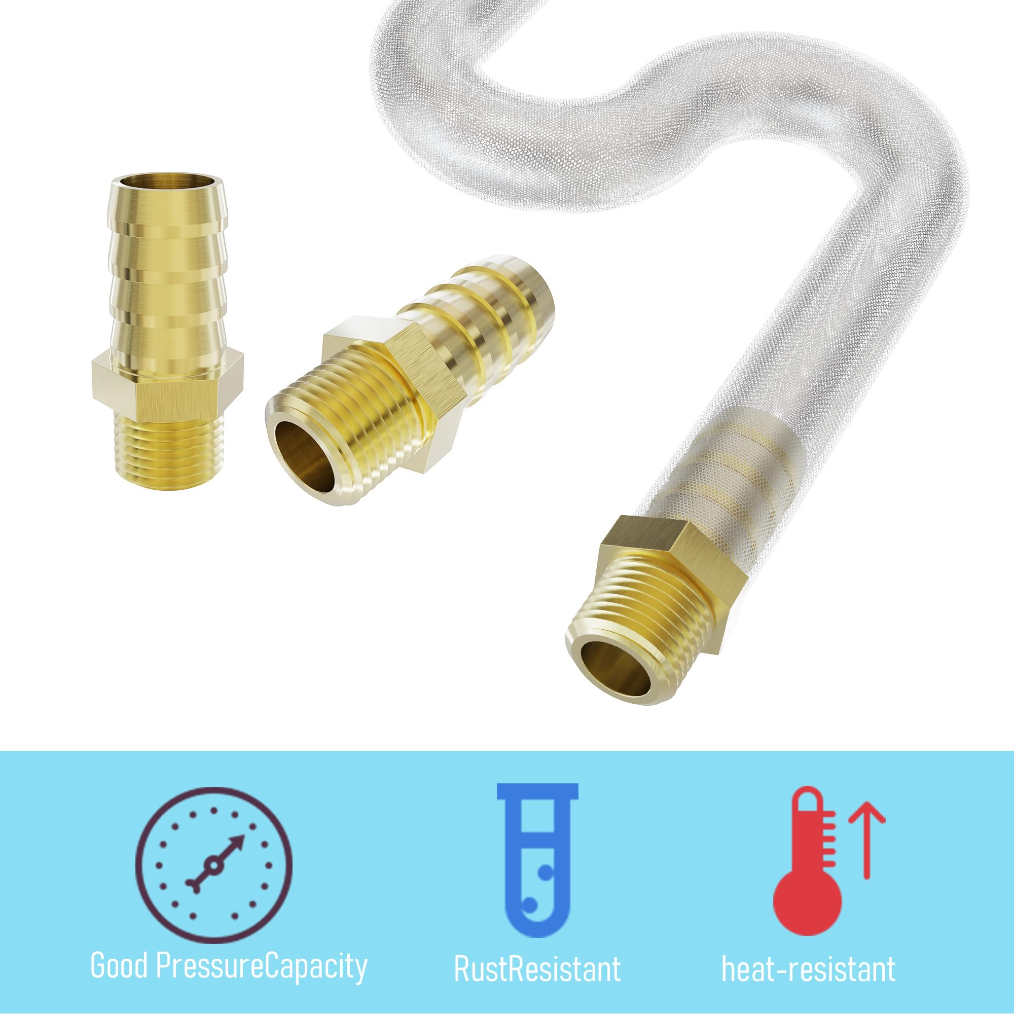 FOCMKEAS 4PCS Brass Hose Barb Fittings, Metric M8-1 Male To Barbed...