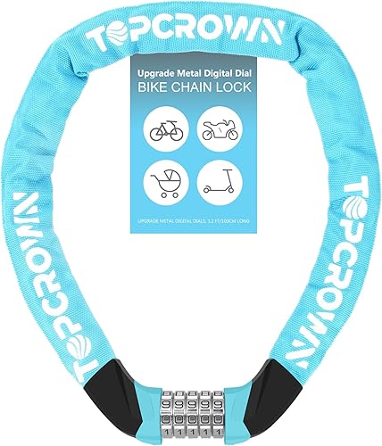 Miniatura 7 de Candado de cadena de bicicleta de 3.2 pies de largo, alta seguridad, resistente, antirrobo, combinación de 5 dígitos, cerradura de bicicleta sin