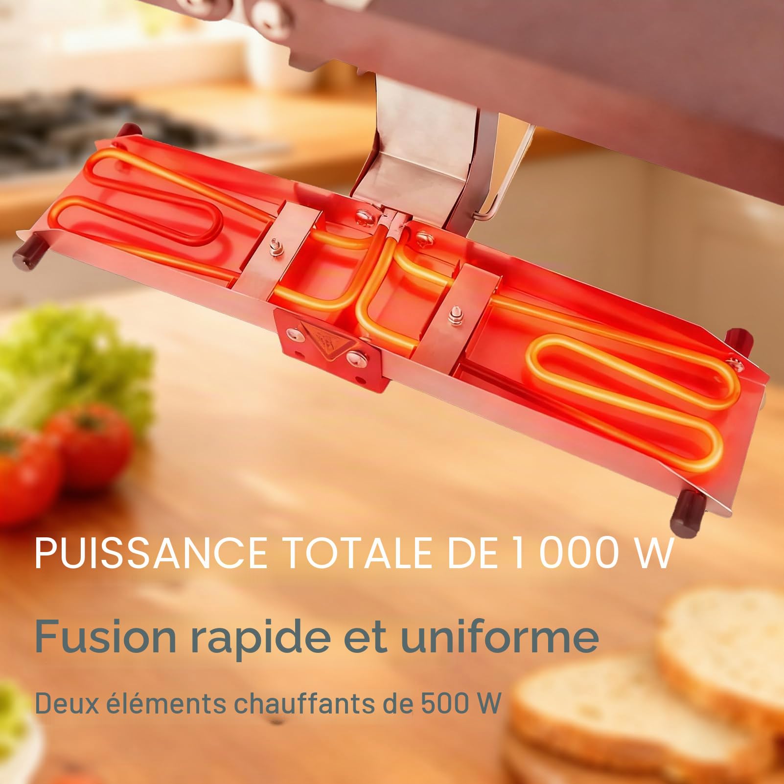 Appareil à raclette Traditionnel français pour Quart de meule,Grill de Table 4 Personnes avec résistances réglables,Pliable et Interrupteur de sécurité pour Une expérience culinaire optimale