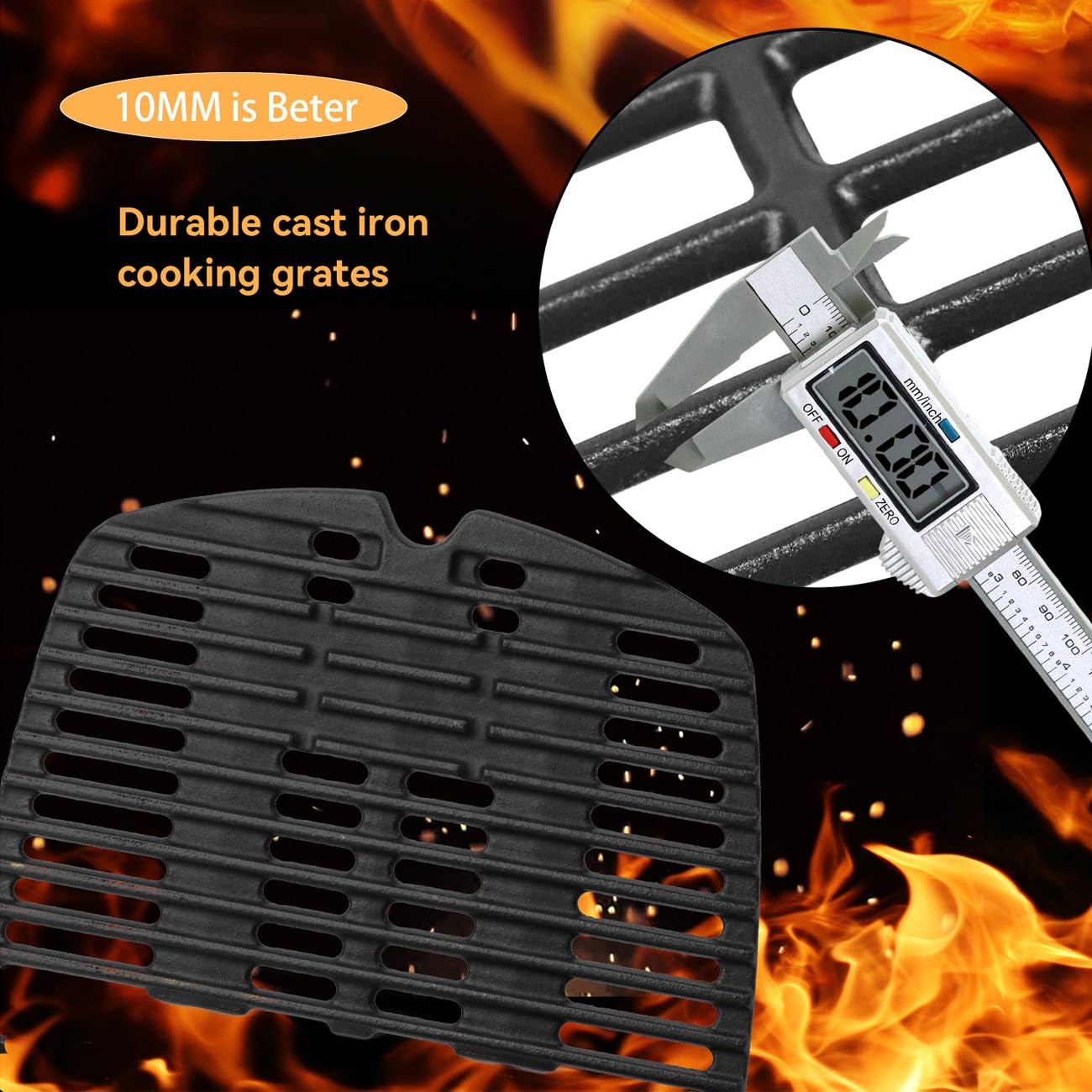 32cm x 21.6cm Gusseisen Grillroste für Weber Q100, Q1000, Q120, Q1200, Q140, Q1400 Gasgrill，7644 7582 Ersatzteile Gusseisen Grillplatten für Weber Baby Q Gasgrill