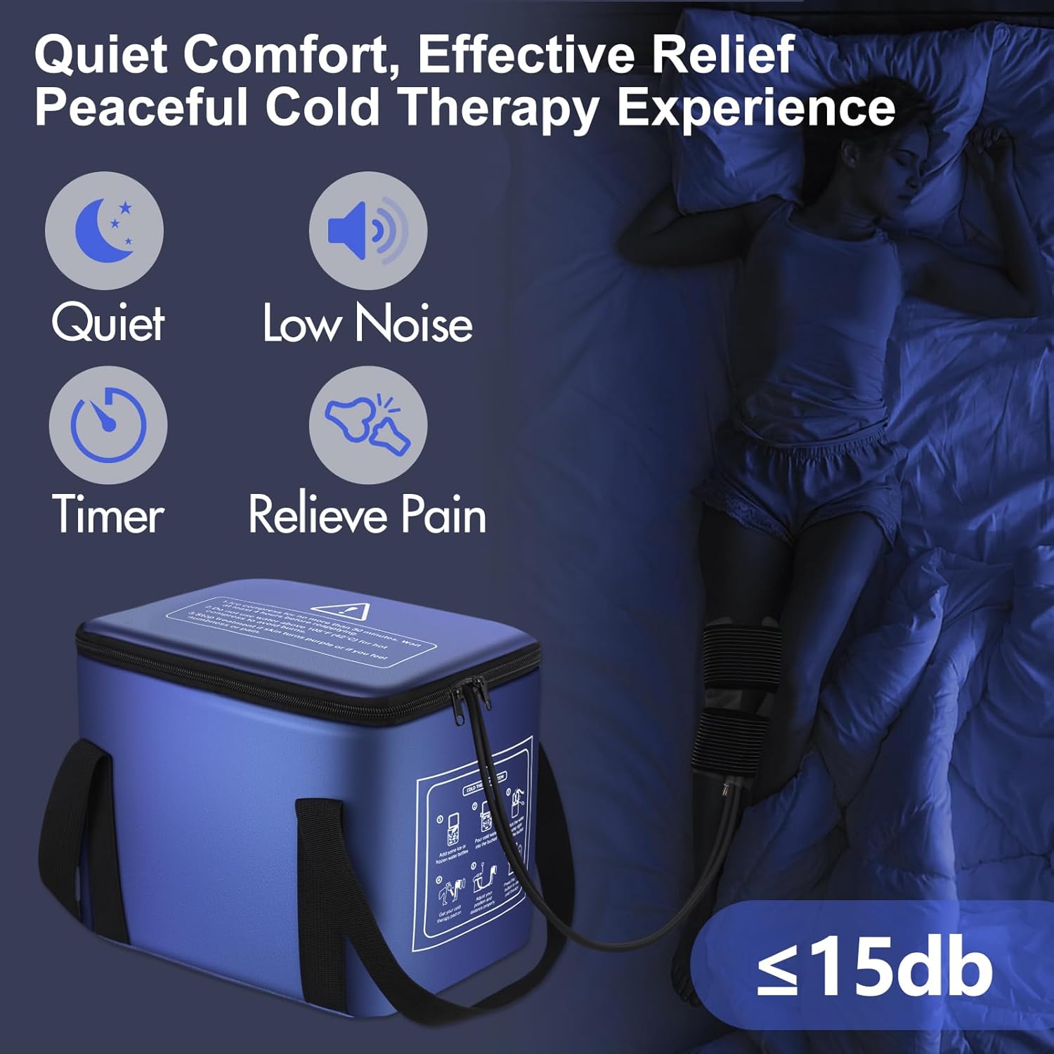 Ice Machine for Knee After Surgery, Portable Cold Therapy Machine with Timer, Silent Pump, Pain Relief System, Comfort Pad for Knees Waist Elbows Hip and Ankle, Dad Gifts & Mom Gifts, Blue