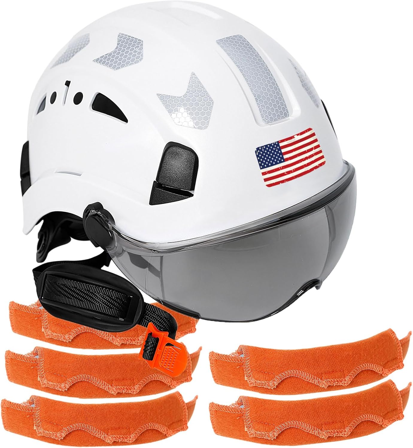 Aolamegs Modern High-Visibility Safety Helmet with Visor - ANSI Z89.1 & Z87.1 Approved, White, Ratchet Closure, Size 53-63cm/ 20.86-24.80 inch
