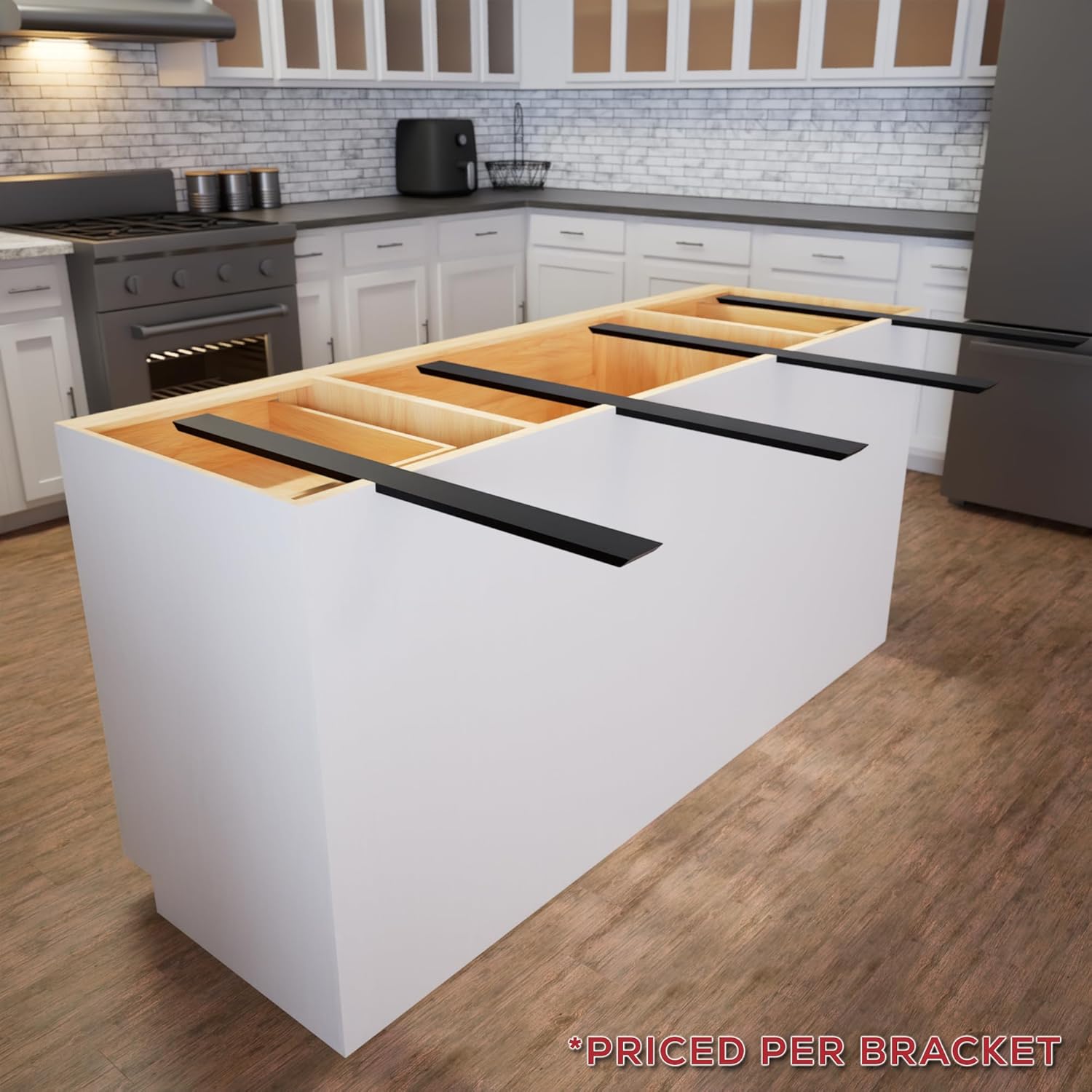 T-Bracket Hidden Countertop Support Bracket – Heavy Duty Countertop Overhang Support for Granite, Quartz, & Stone Surfaces – Invisible Flush-Mount Island & Bar Support (Steel 18 Inches)