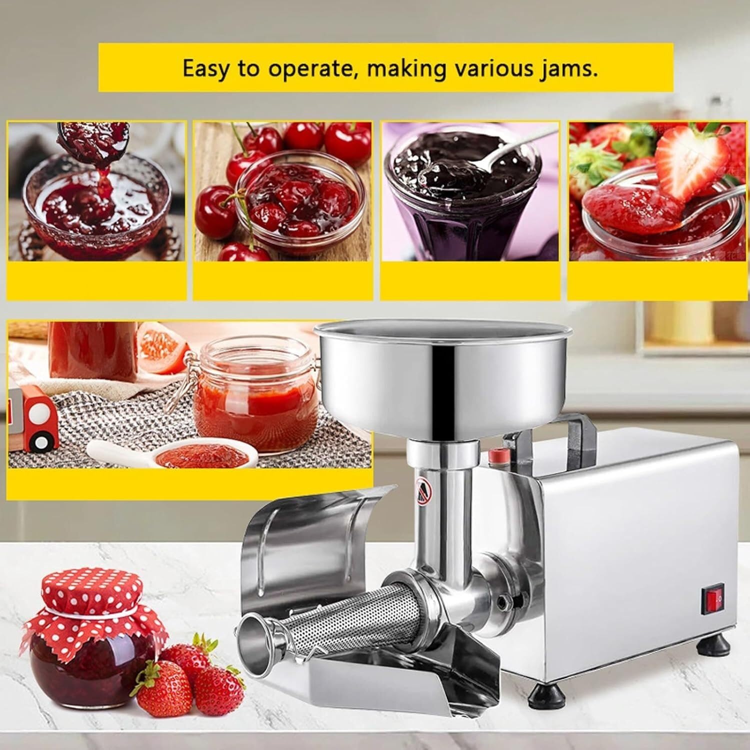 Pressa Elettrica per Pomodori Macchina per Passata di Pomodoro Pressa per Macinazione Commerciale Colino per Alimenti E Macchina per Salse, per La Casa,