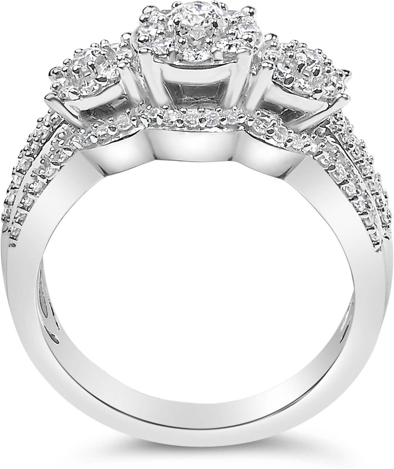 .925 Sterling Silver 1.0 Cttw Diamond Engagement Ring and Soldered Wedding Band Set - Image 5