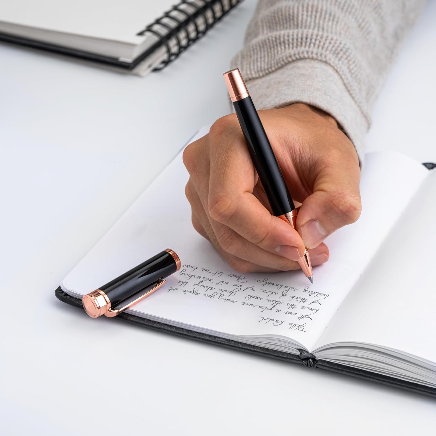 Ellington Pens Luxury Ballpoint Pen – Premium Quality, Smooth Writing Experience, Elegant Design, Includes 2 Ink Refills – Ideal for Professionals and Gift Giving (Black Rose Gold)