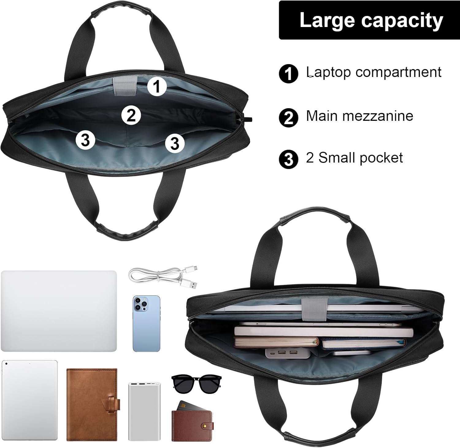 MOSISO 15.6 inch Laptop Bag for Men, 15-16 inch Computer Bags Compatible with MacBook Pro 16 inch,HP,Dell,Lenovo,Notebook, Briefcase Messenger Shoulder Bag with 2 Front Horizontal Pockets&Belt, Black - Image 5