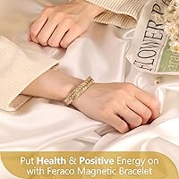 Vista 3 de Feraco Pulsera de Cobre Puro para Mujeres, Brazalete Magnético de Ultra Fuerza con Imanes de Neodimio, 99.99% Joyería de Cobre Regalo, Trenzado