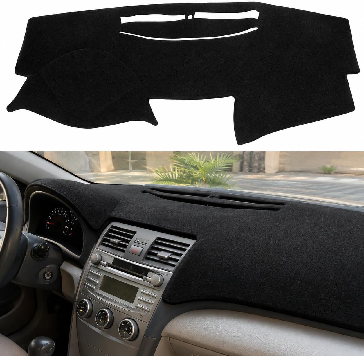 Custom Fit Dashboard Cover Dash Mat Pad for Toyota Camry 2007-2011, Black Dash Mat Sun Shield, Anti-Glare Dashboard Protector, Non-Slip Interior Dash Cover Pad with UV Protection
