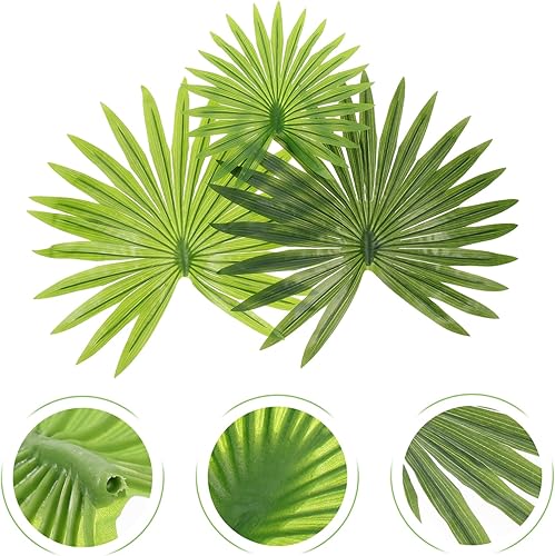 Miniatura 8 de ARTIBETTER 6 piezas de hojas de palma artificiales sin tallo, suministros de fiesta Luau, decoración del hogar, hojas de palmera tropicales, hojas