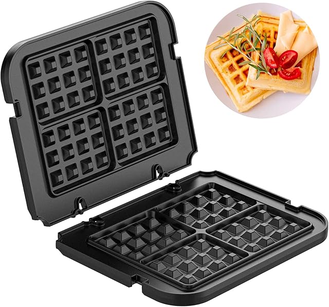 FOCOllK Waffle Plates for Cuisinart Griddler GR-4N, GR-5B, GR-6 and GRID-8N Series, 4 Slicer Cuisinart Griddler Waffle Plates, Nonstick Coating Baking Cuisinart Waffle Plates