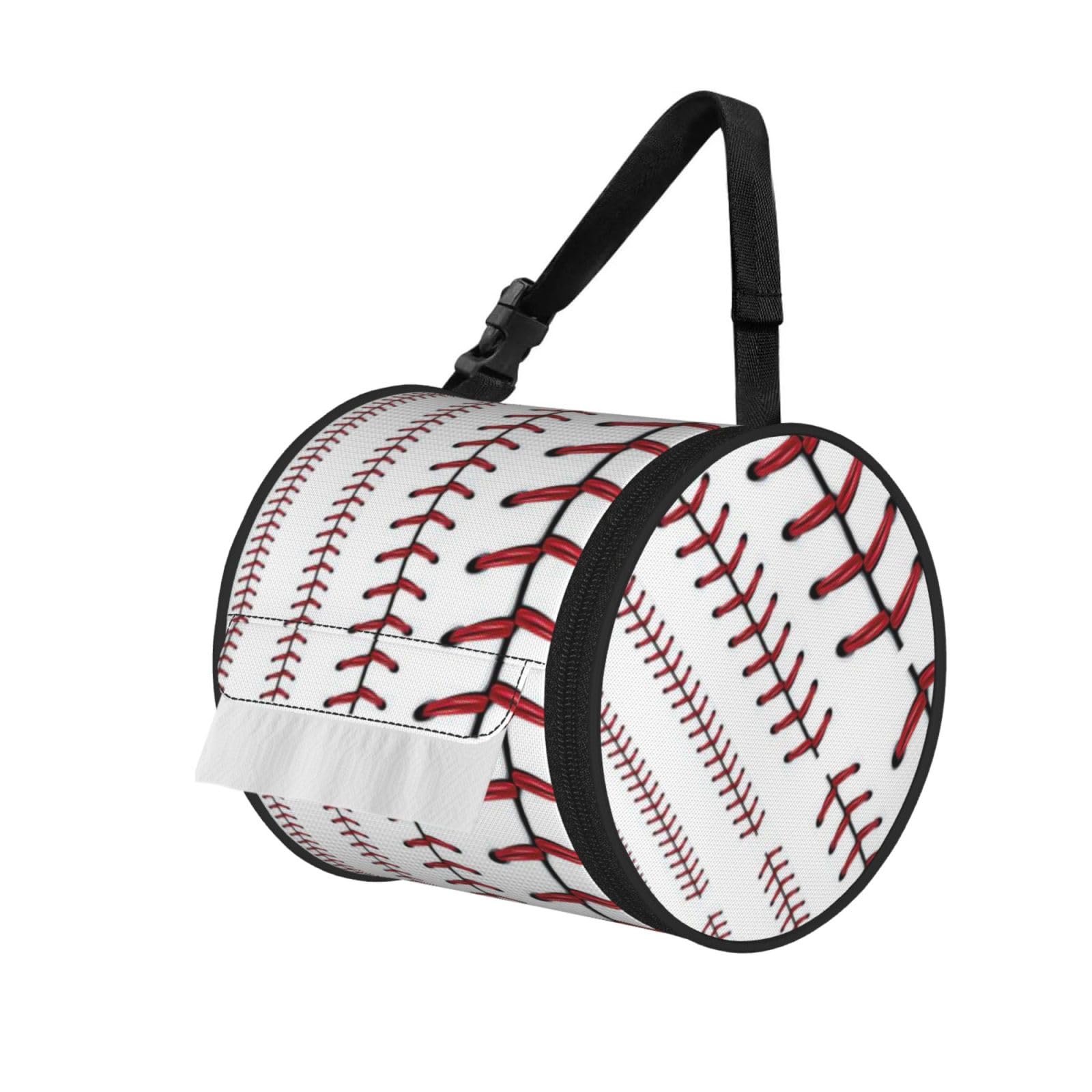 Baseball Softball Red Laces Print Hanging Toilet Paper Holder Camping Paper Towel Holder Portable Car Roll Paper Storage Bag With Adjustable Strap Suitable For Bathroom,Kitchen