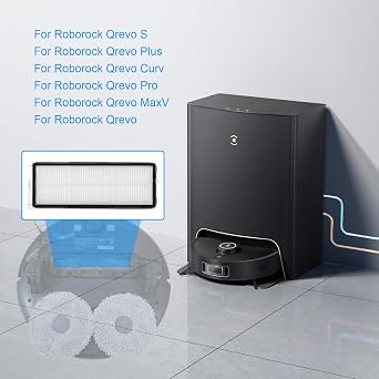 4 spare HEPA filters for Roborock Qrevo S/Qrevo Plus/Qrevo Curv/Qrevo Pro/Qrevo MaxV/Qrevo, Roborock filter, robot vacuum cleaner filter accessory set, spare parts for Roborock