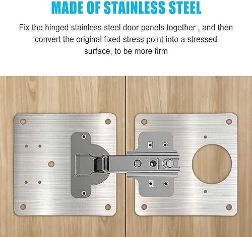 Miniatura 5 de Placa de reparación de bisagras de gabinete, kit de soportes de reparación de bisagras de acero inoxidable, kit de placa de reparación de bisagras