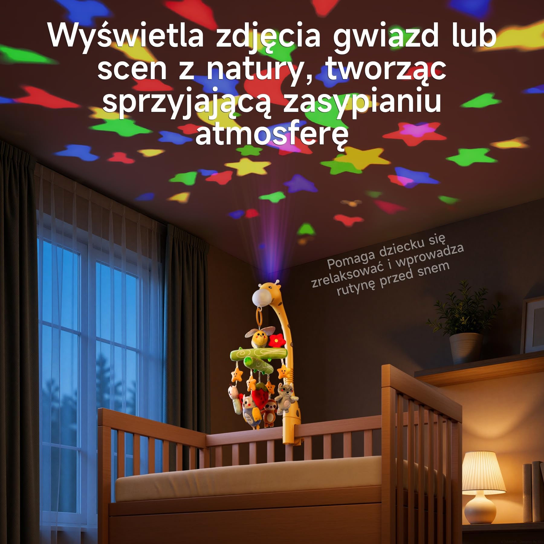 TUMAMA Karuzela dla Niemowląt, Zabawki do łóżeczka z światłem Muzyką